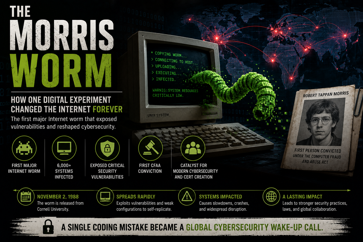 The Morris Worm: How One Digital Experiment Changed the Internet Forever