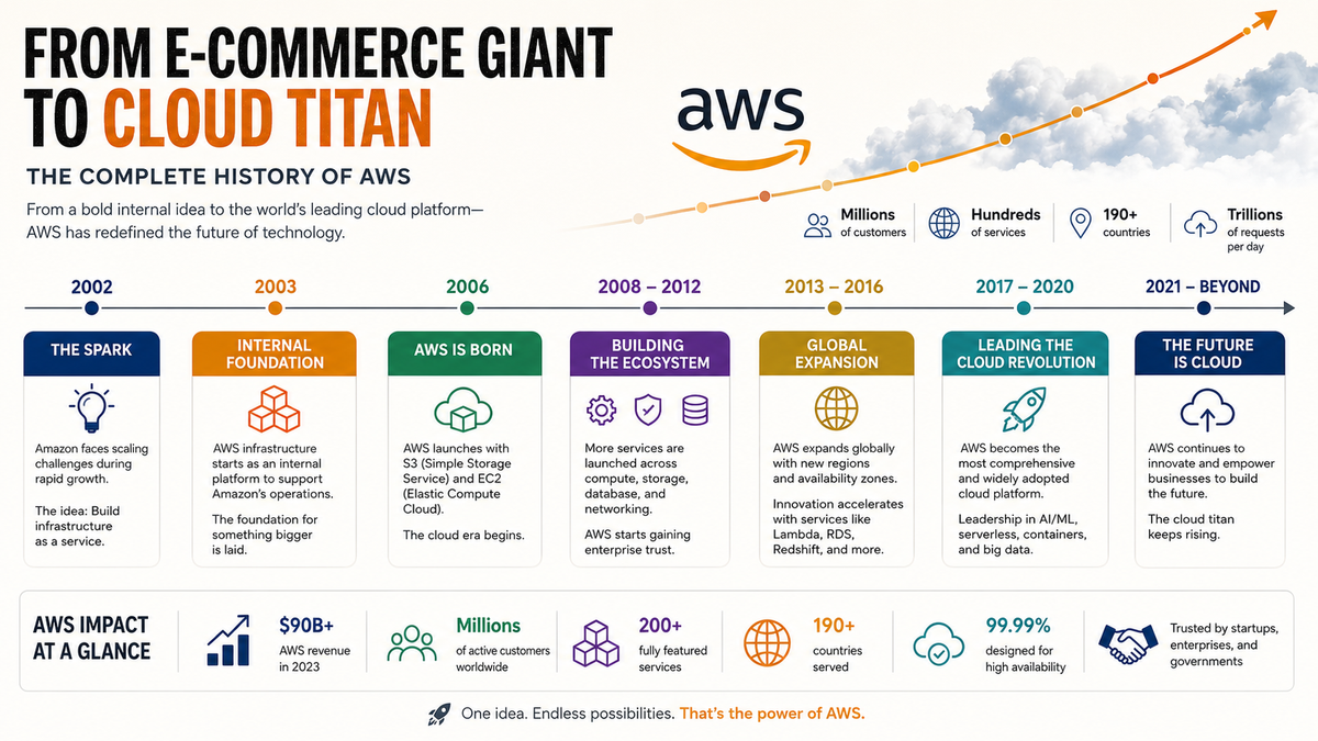 From E-commerce to Cloud Titan: The Complete History of AWS